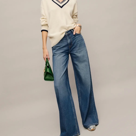 Reformation Rui Lived-in Wide Leg Baggy Jeans Blue - Size 27 - Picture 1 of 7